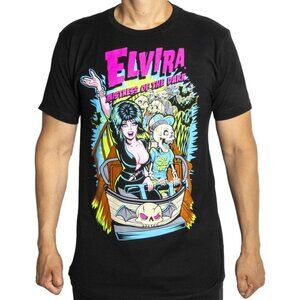 Elvira Ghostcoaster Colorful Carnival Ride Black Tee S-M-L-XL-2XL-3XL NWT
